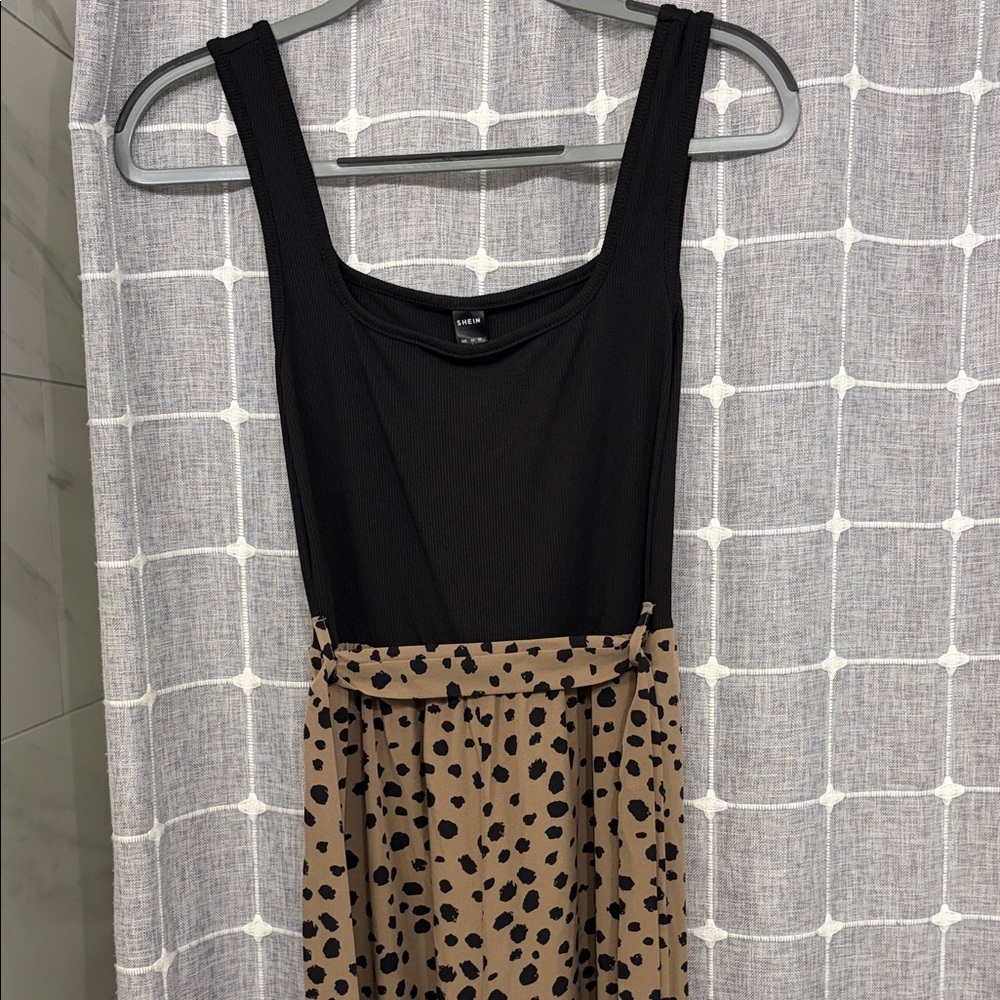 SHEIN Black Tan Leopard Print jumpsuit